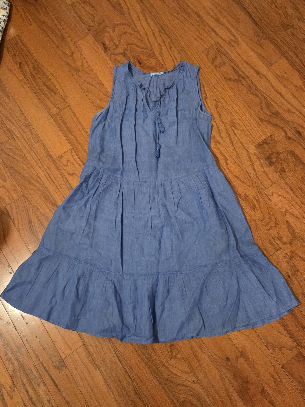 J. McLaughlin Small Christa 100% Linen Tiered Sleeveless Dress